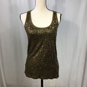 J. Crew Olive Toned Sequin Tank Size Small